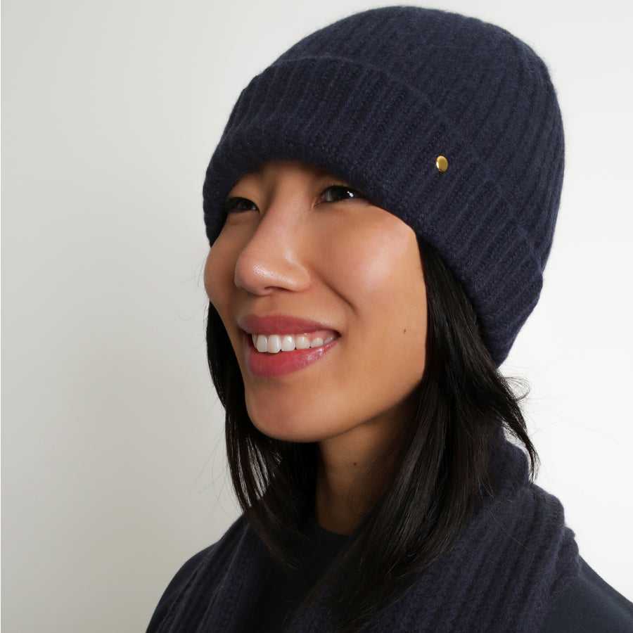 Cashmere Beanie, navy