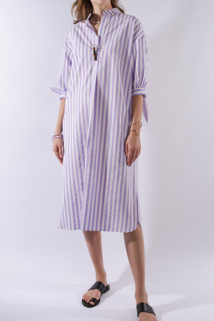 DRESS CRESPI, lavender striped