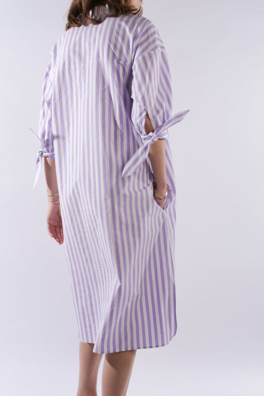 DRESS CRESPI, lavender striped