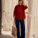 Crespi Blouse, lace brick red